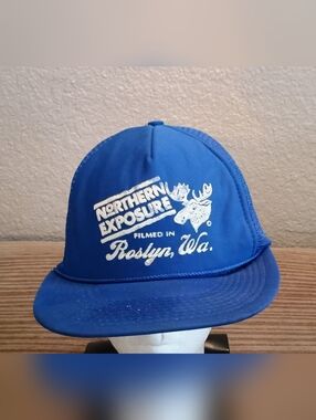 Northern Exposure Roslyn Wa Trucker Hat in Royal Blue